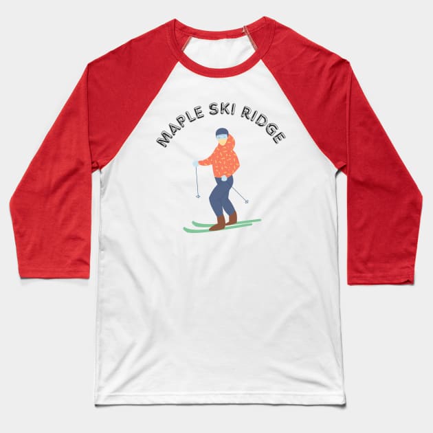 Skiing in Maple Ski Ridge Baseball T-Shirt by baha2010